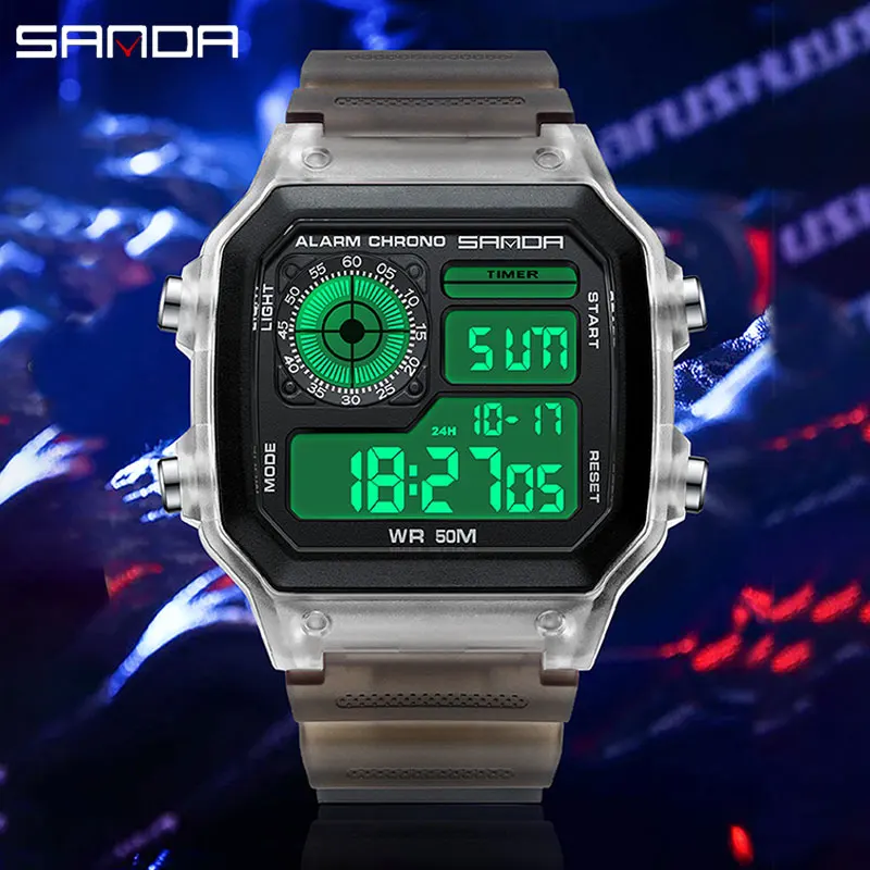 

SANDA Sports Watch For Women LED Display Digital Watches Countdown Waterproof Fashion Casual Female Wristwatch Electronic Clock