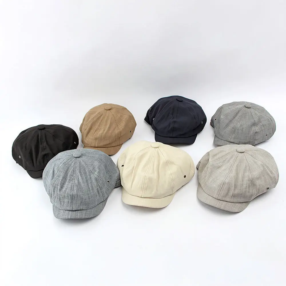 Mens Octagonal Cap British Vintage Painter Beret Hat Casual Newsboy Breathable Sunshade Adjustable Cotton Blend Fashion Gear