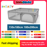 IMBABY Baby Playpen Light Gray Infant Fence 150x180 Baby playground 180x200 Activities for baby Large Dry Pool Safety Fence