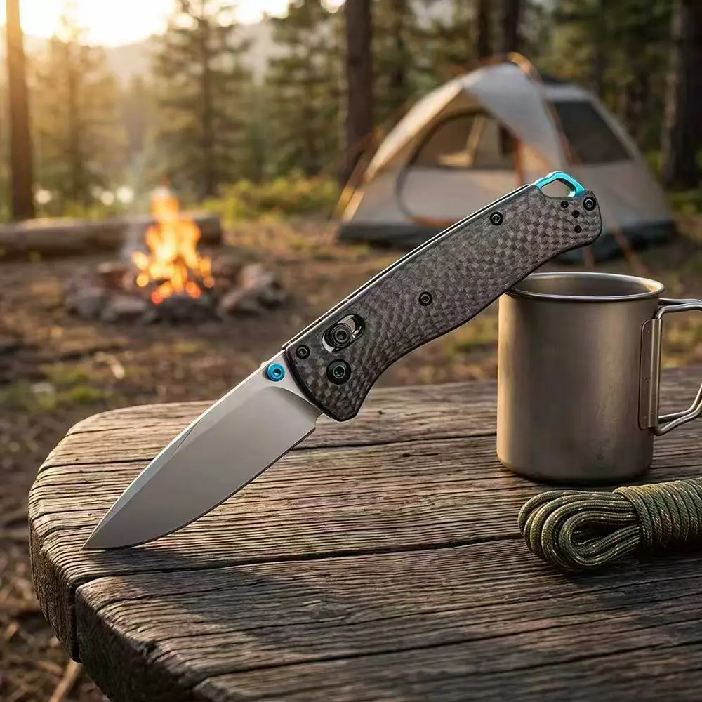 Coltello tascabile pieghevole con manico in fibra di carbonio, lama a punta affilata, portatile, ideale per attività all’aperto, campeggio, lavori di sopravvivenza, utensile multiuso per il taglio e