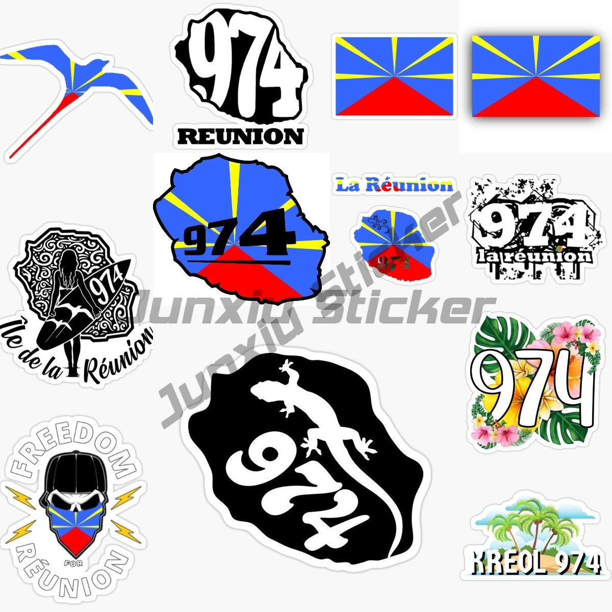 

Reunion Island 974 Flag Map Waterproof Vinyl Decal Car Accessories Pegatinas Para Coche DIY Car Styling Car Sticker