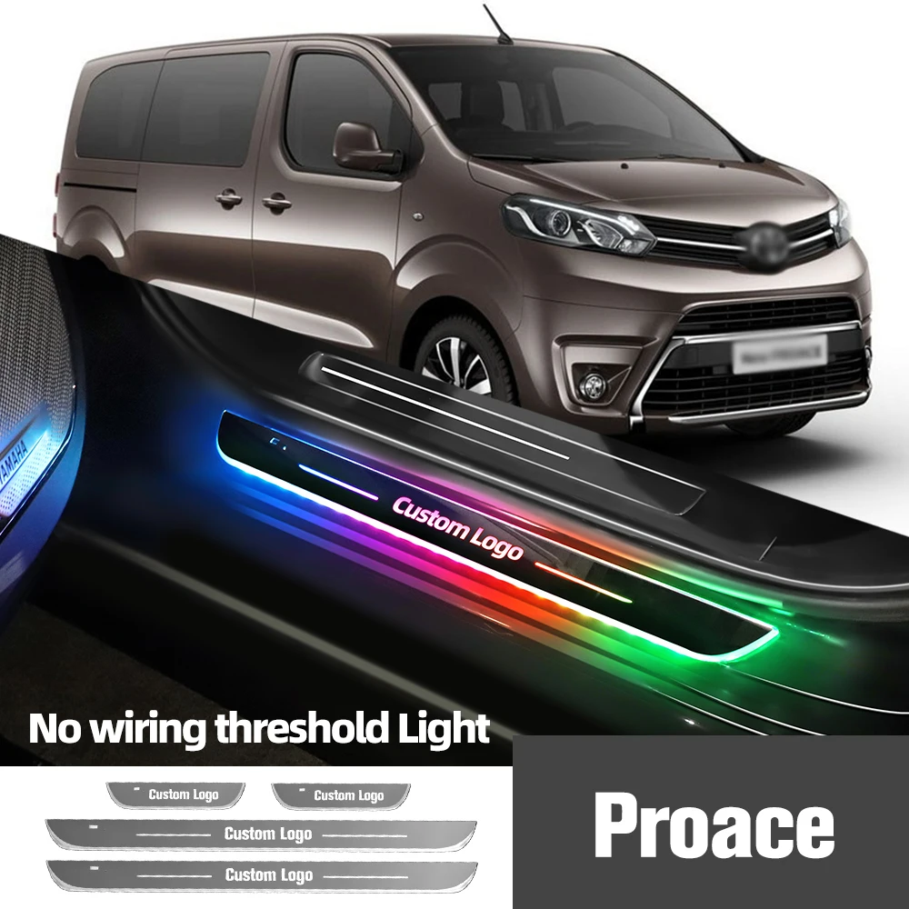 For Proace 2013-2023 2018 2019 2020 2022 Car Door Sill Light Customized Logo Led Welcome Threshold Pedal Lamp Accessories