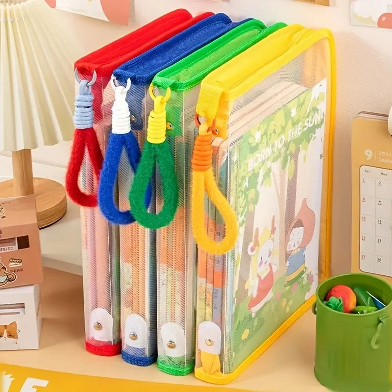 [Transparent File Bag] 4pcs /1pc A4 Transparent Zippered File Bag | for Documents,Test Papers,and Textbooks
