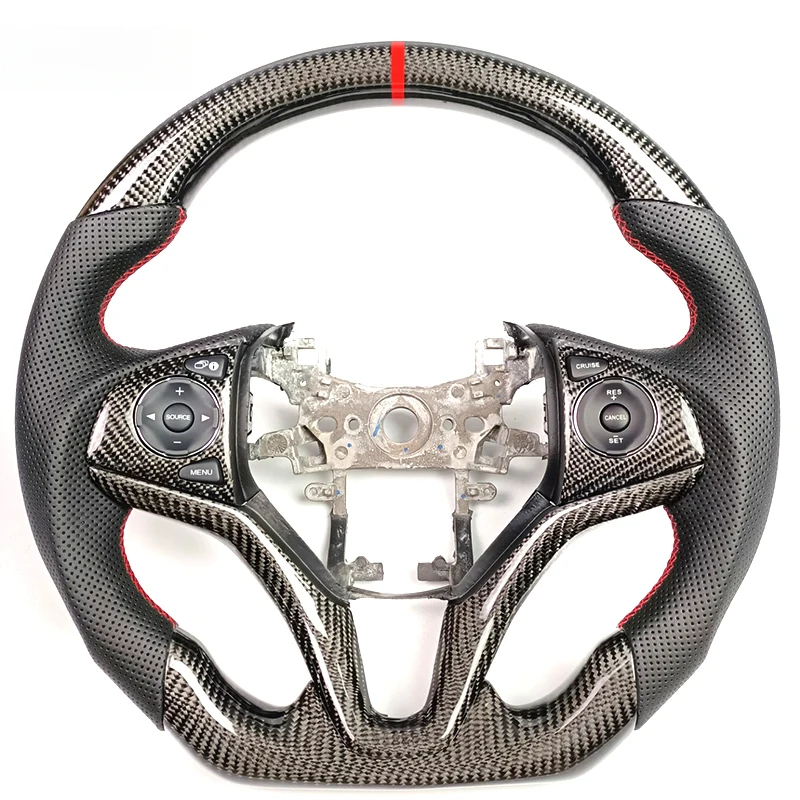 

Hot Sale OEM Custom D-Shape Carbon Fiber Leather 3-Spoke Steering Wheel Universal Sport Upgrade Accessory