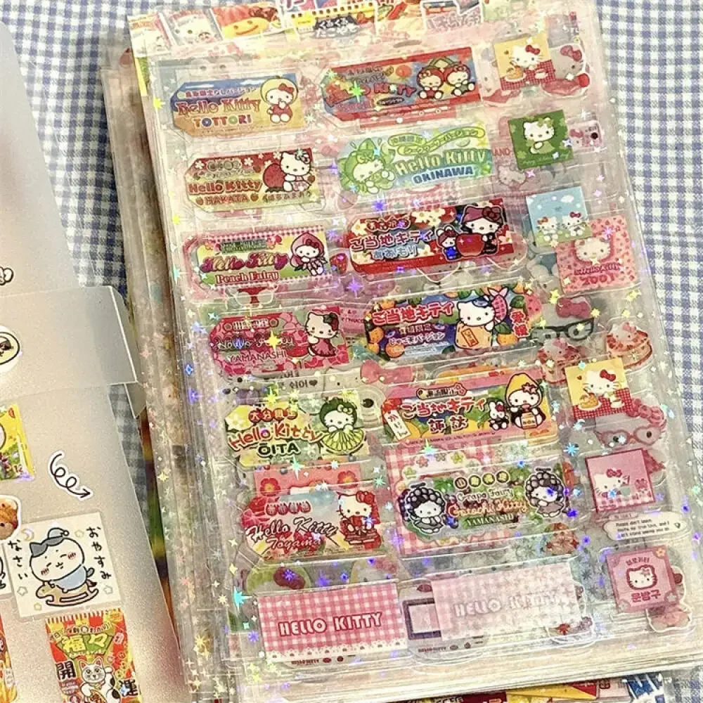 

5 Hello Kitty Rilakkuma Cute Cartoon Die cut Stickers KT Cat Anime Image Stickers Sparkling Stickers