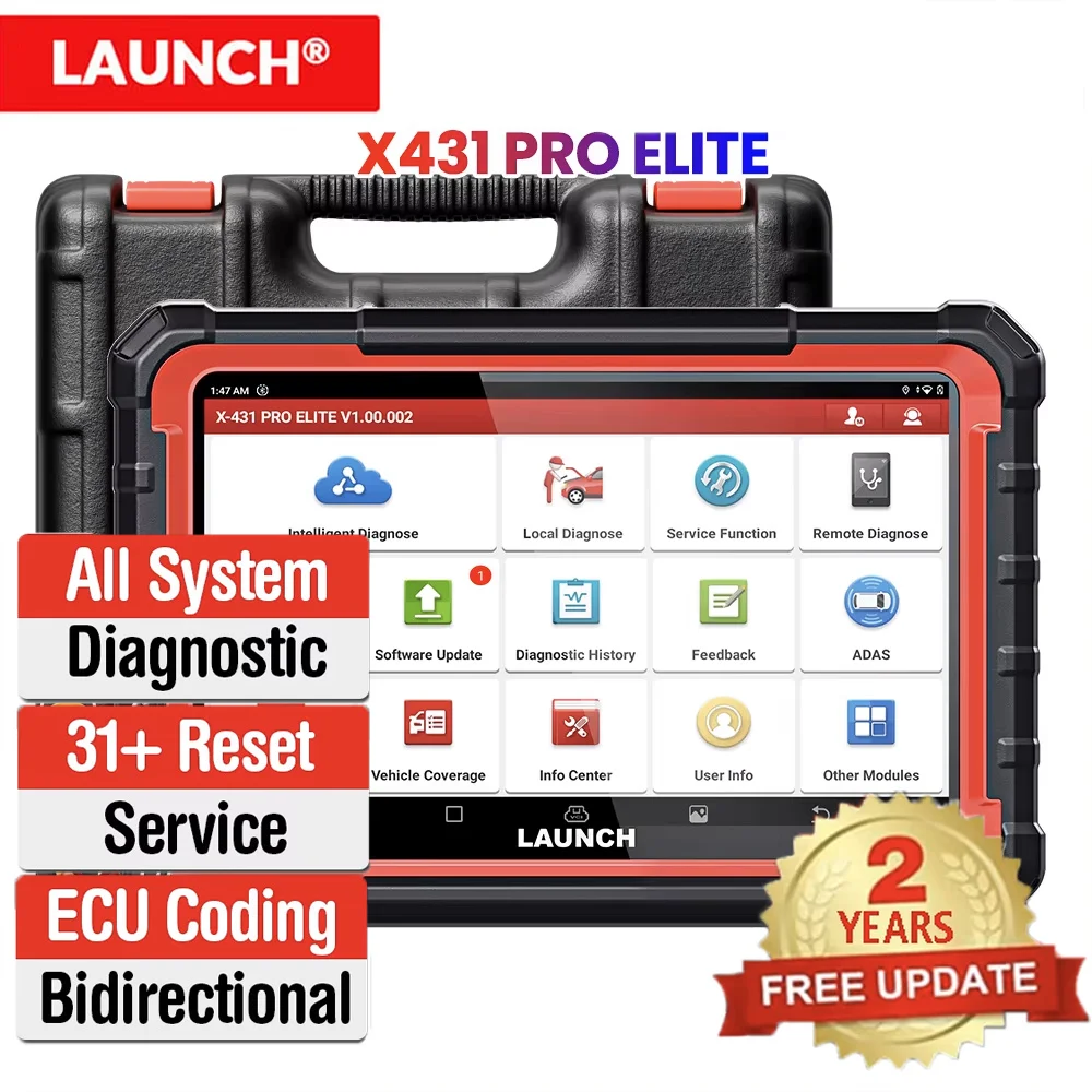 LAUNCH X431 PRO ELITE 8 Inch Full System Car Diagnostic Tools Auto OBD OBD2 Scanner CANFD DOIP ECU Coding Bi-Directional Control