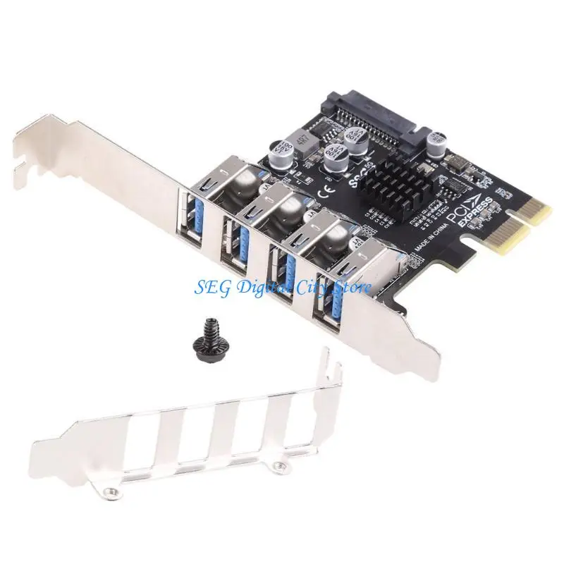 

U75B USB PCIe Card 4 Port USB to PCI for Express Card Expansion PCI-E to USB Hub Controller Adapter for Windows 7/8/1