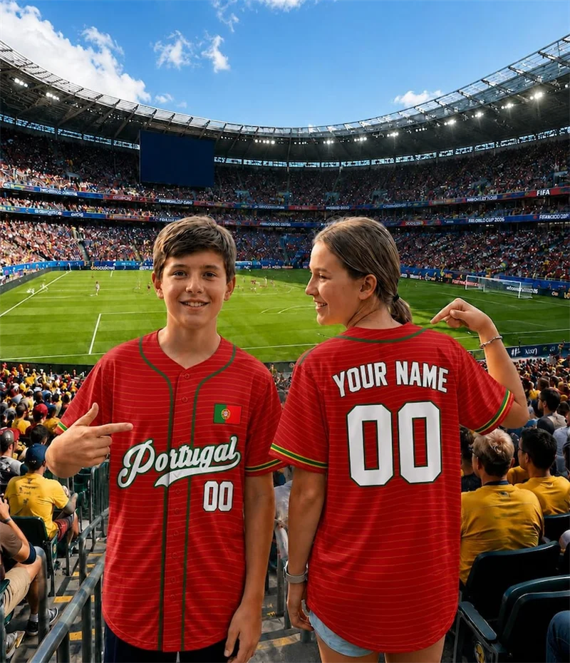 Fashion Portugal Baseball Jersey For Men Summer Trendy Custom Name Number 3D Printed Baseball Shirts Loose Streetwear Shirt