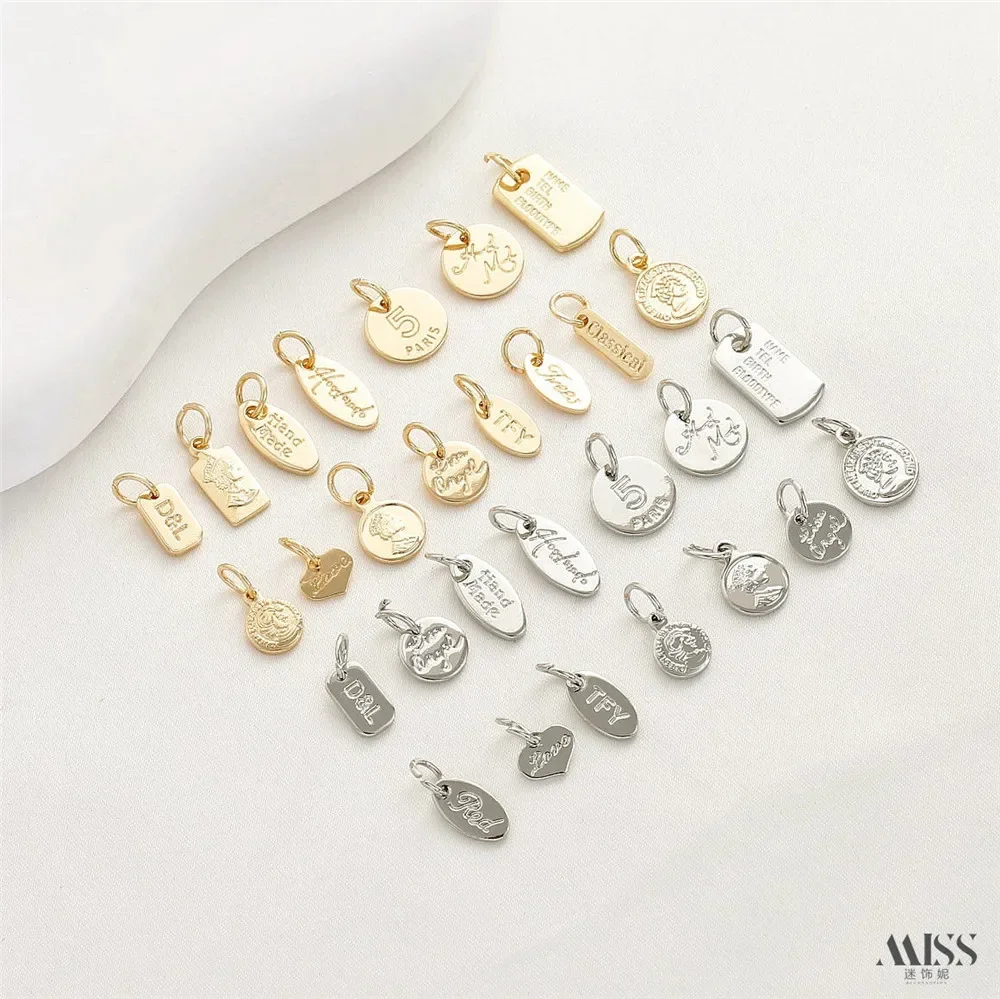 

14K Package Gold Color Preserved English Letter Retro Avatar Pendant DIY Bracelet Necklace Extension Chain Tail Chain Accessorie