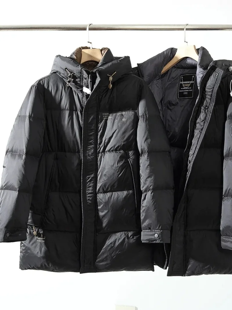 

Утепленная мужская зимняя куртка-пуховик с капюшоном, ветрозащитными и теплыми свойствами, новая модель, повседневный стиль, на молнии