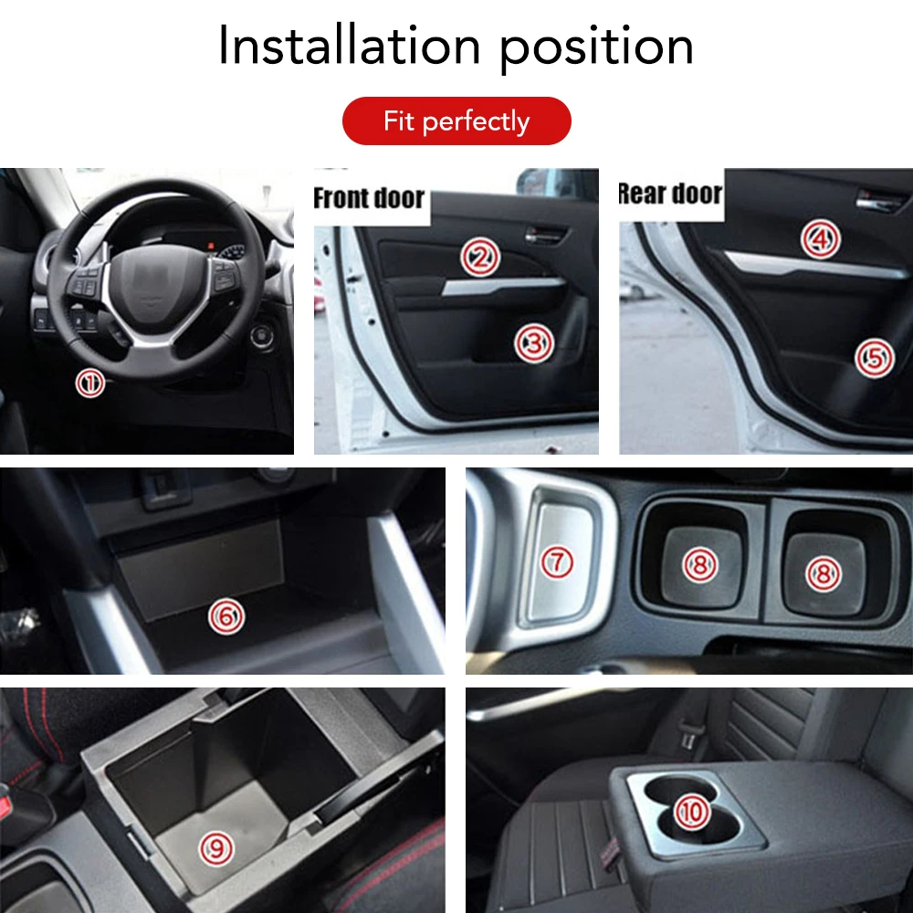 Anti-Slip Gate Slot Cup Mats for SUZUKI VITARA 2016 - 2020 Accessories Non-Slip Mat Car Sticker Interior Door Pad