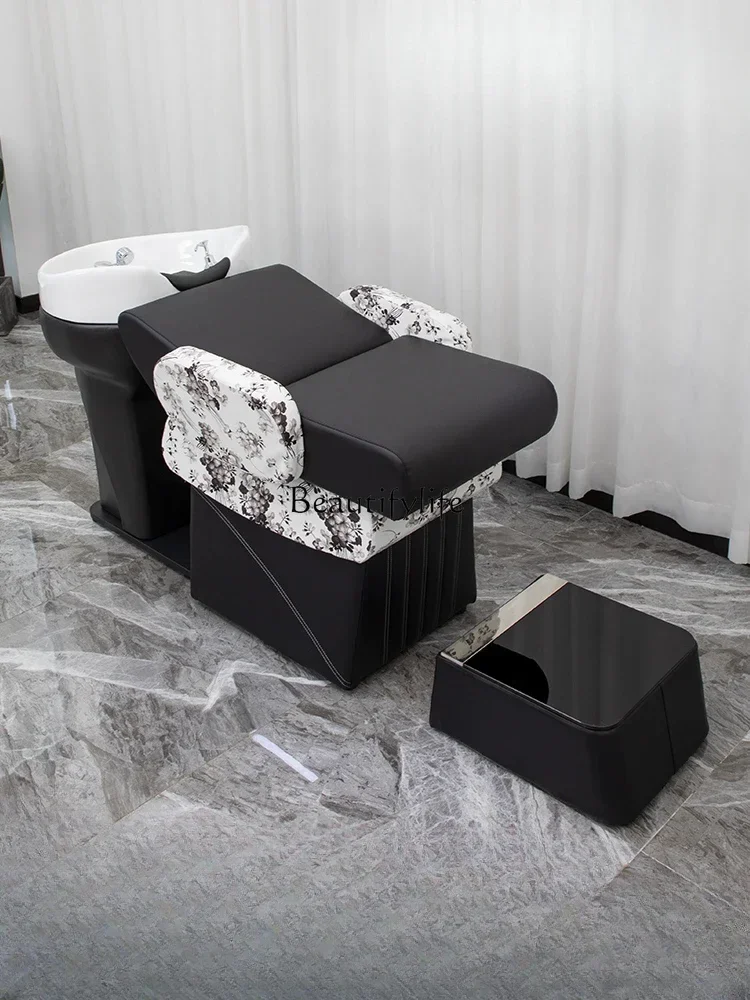 Japanese-Style Semi-Lying Shampoo Chair Barber Shop Ceramic Beauty Salon Shampoo Bed