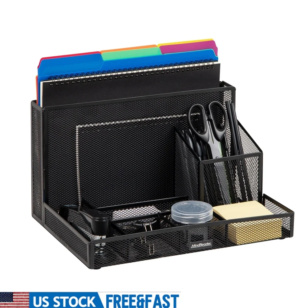 

Настольный органайзер, набор офисных принадлежностей, вертикальное хранилище файлов, прочная металлическая сетка, компактный дизайн, необходимый стартовый пакет, домашний офис