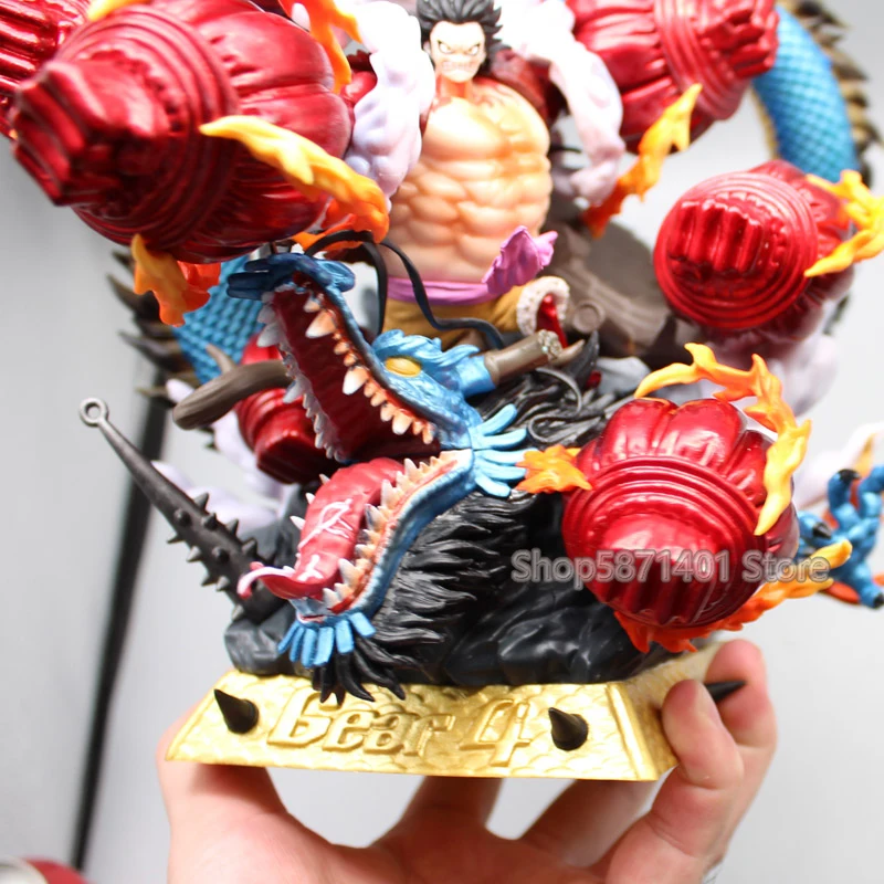 24cm Anime Ruffy einteilige Figuren Ausrüstung 4 Ruffy vs Kaidou Shenron Action figuren Affen König Krähe Kanone PVC Modell Spielzeug Puppe Geschenke