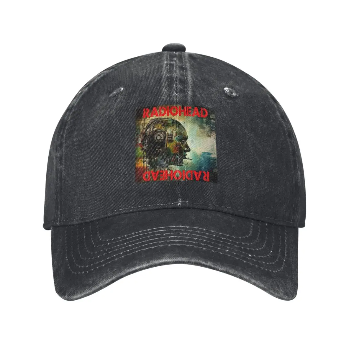 

Radiohead Kid A Mechanical Brain denim Hat Lightweight Men's Hats Women's Baseball Cap