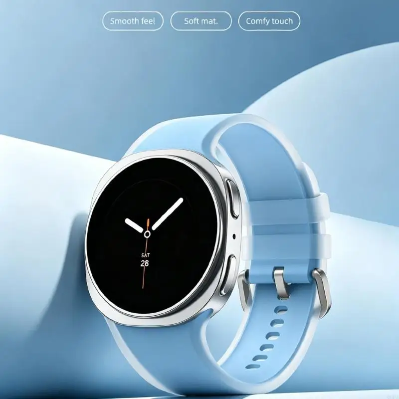 Q6PA Quick Release Silicone Watch Strap with Adjustable Wrist Holes, Soft Replacement Band and Metal Pin Fastener for Watch 8 9