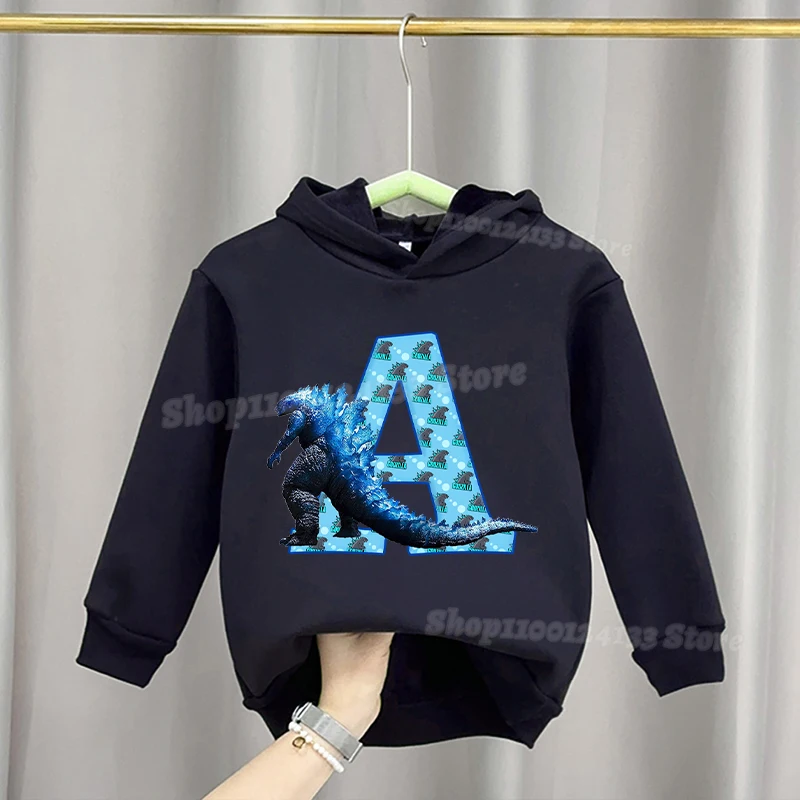 

Godzillas Kids Sweatshirt Letters Movie Cartoons Printed Hoodies Pullover Boys Children's Spring Long Sleeve Casual Cute Clothes