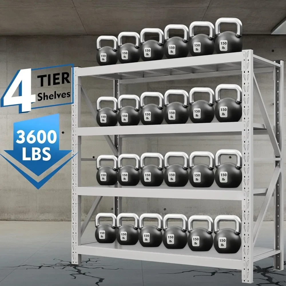 3600lbs Heavy Heavy Heavy Duty Garage Shelving Storage Rack, Adjustable 4 Tier Shelving Unit,Metal Shelves