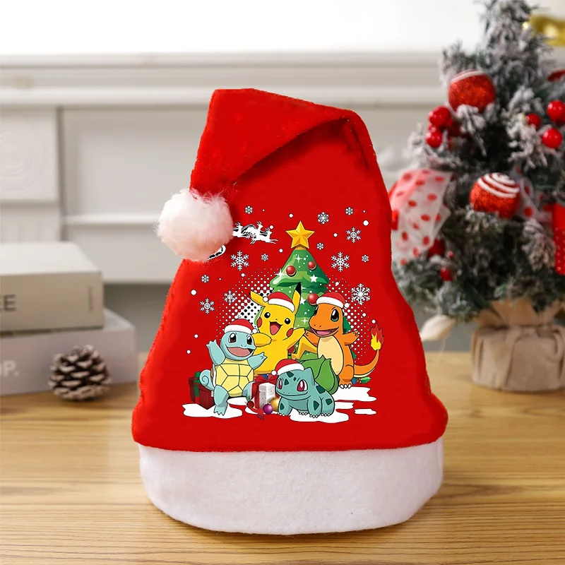 Рождественские-шапки-с-покемонами-Пикачу-Псайдак-аниме-кепка-с-героями-мультфильмов-для-мальчиков-и-девочек-вечерние-шапки-из-нетканого-материала-праздничное-украшение-подарки