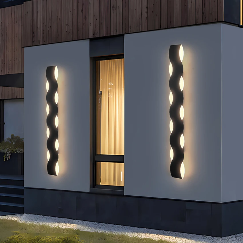 Outdoor Waterproof Wall Lamp Wave Shaped Light Entrance Waterproof Porch Light Exterior Wall Courtyard Wall Light Fixture