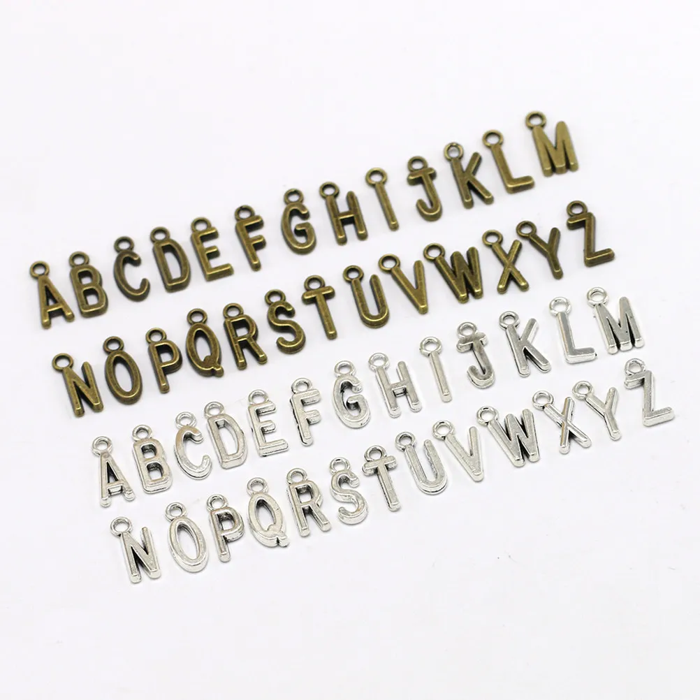 

50Pcs Letter Pendant Charm Alloy DIY Jewelry Findings for Bracelet Earrings Anklet Scrapbooking Creative Craft Projects English