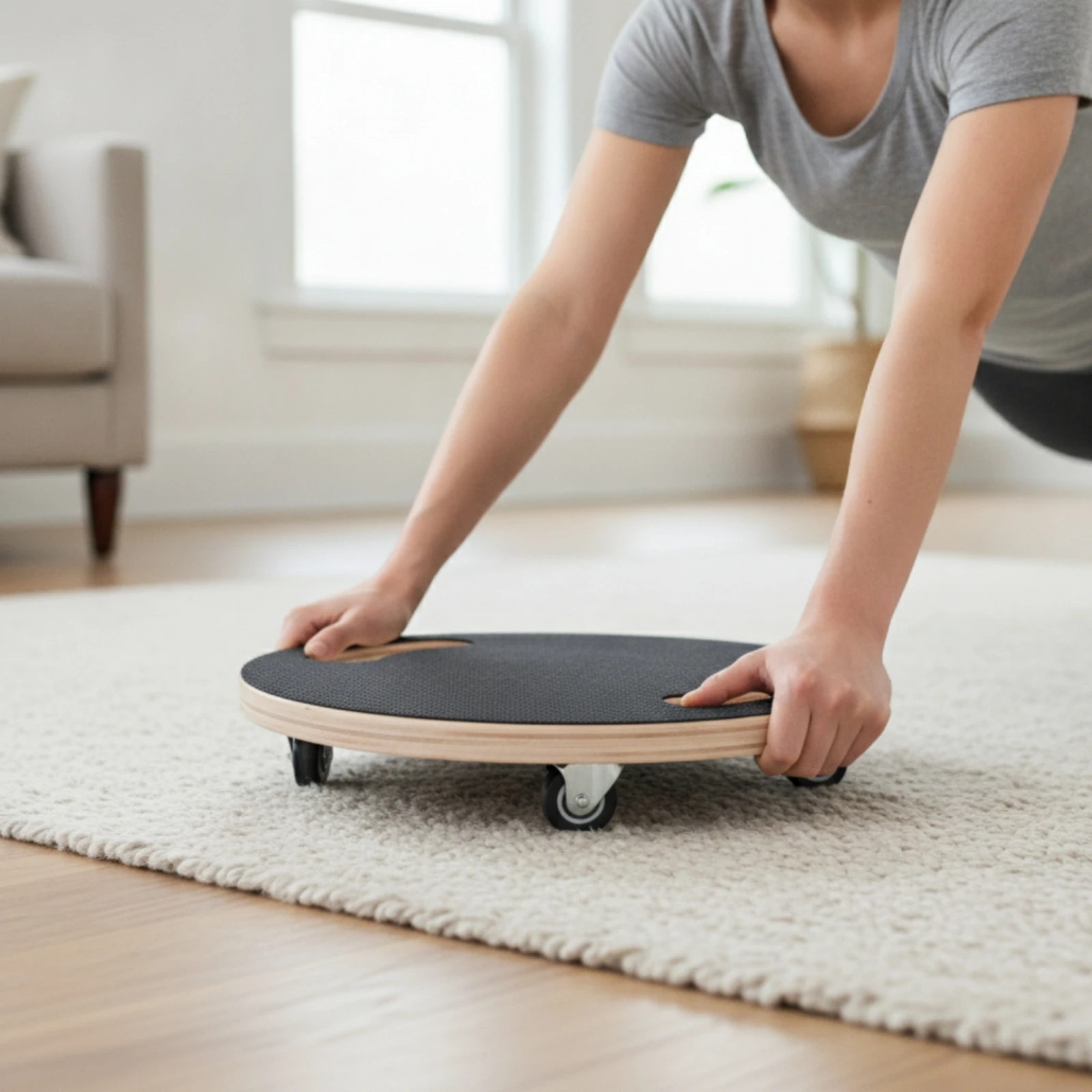 2 Pieces Core Slider Board Low-Profile Rolling Exercise Disc Slideboard Non-Slip Fitness Equipment Space-Efficient for Home Gym