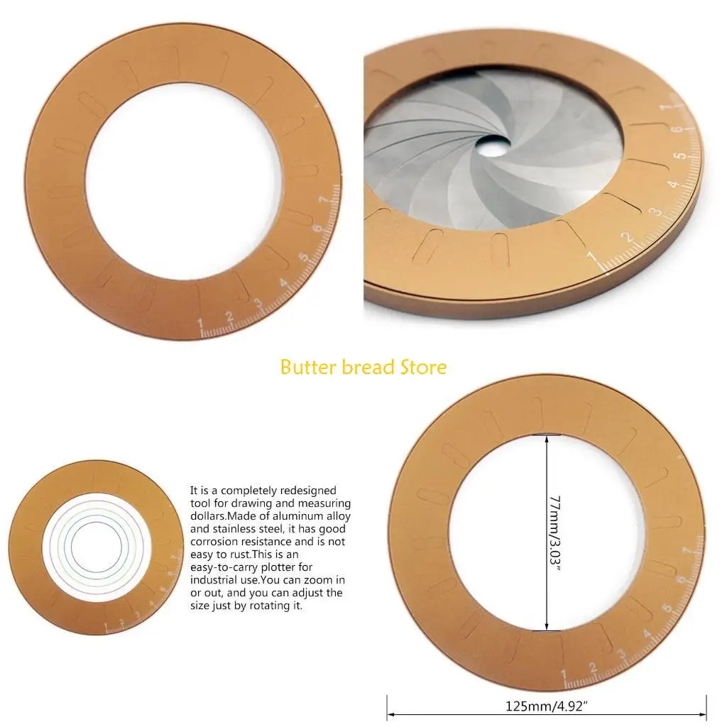 W89C สแตนเลสขนาดไม้บรรทัดรอบขนาดไม้บรรทัดเรขาคณิตวาดลายฉลุช่างไม้มืออาชีพสถาปนิกร่างเครื่องมือ