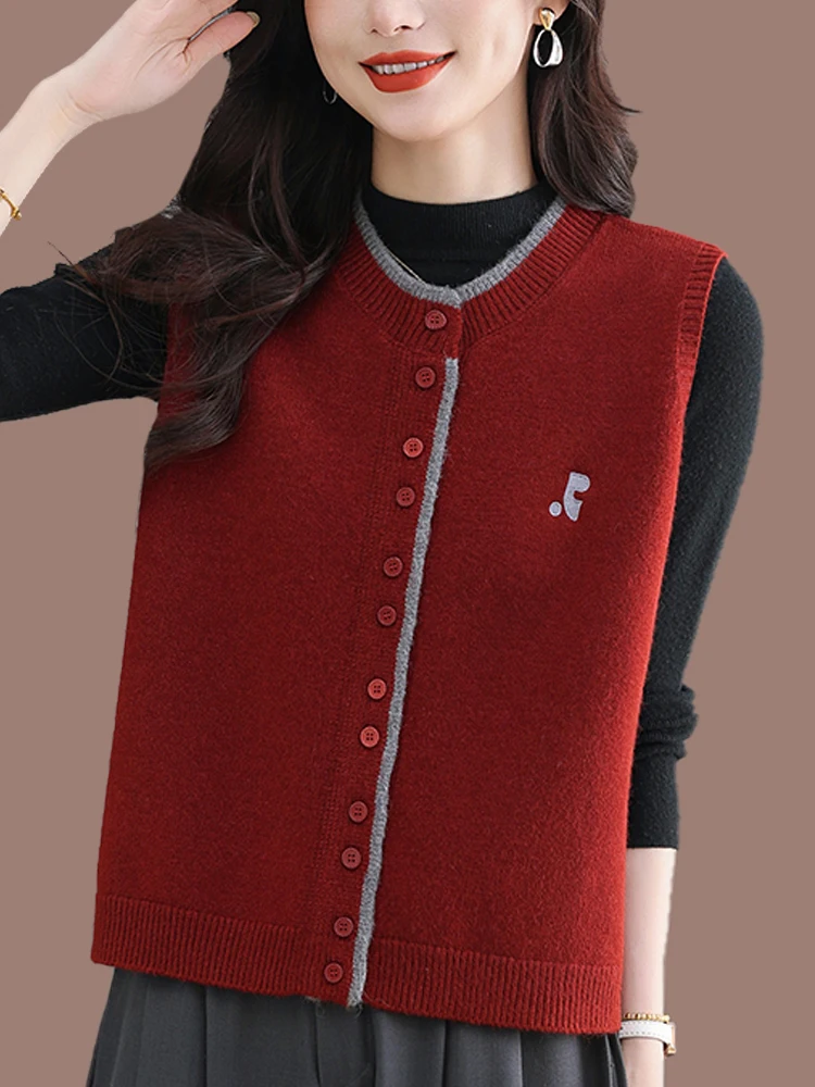 

Mom's Knitted Wool Sweater ort Loose Slim round Ne Svel Vest Open Cardigan Soft Comfortable Commute Sle Women's F...