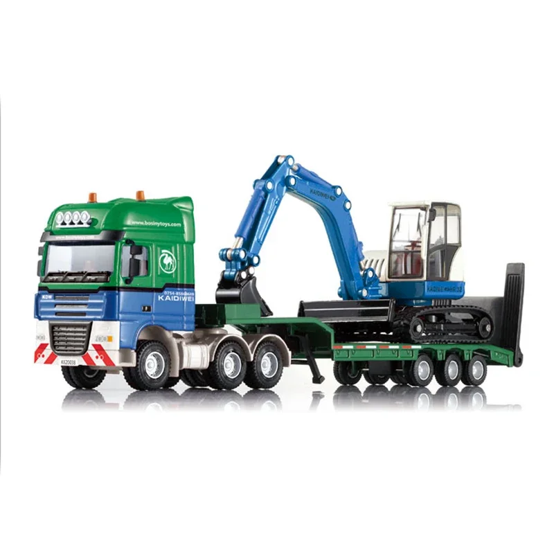 

Alloy Trailer Excavator Loader Truck Model Car Toys Digger Trailers Transporter Models Flatbed Trailer Trucks