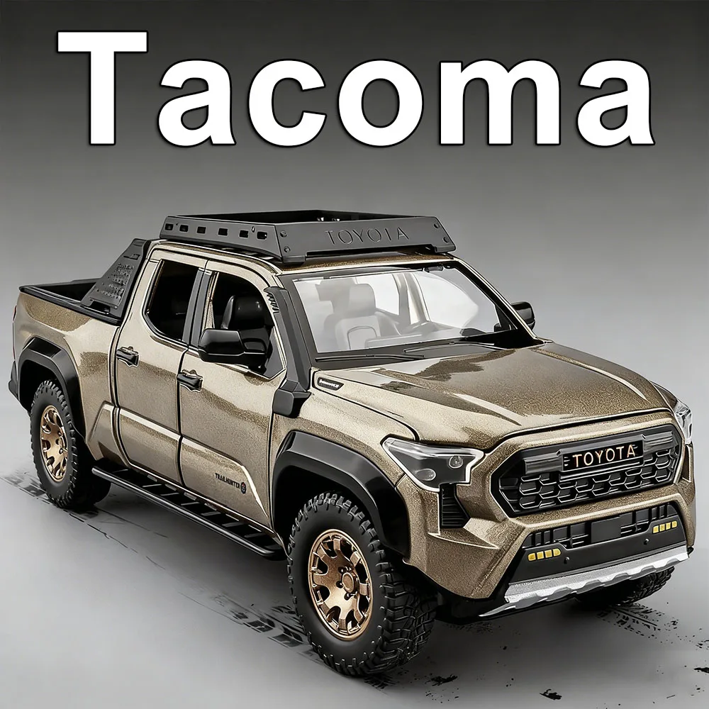 1:24 合金製 タコマ タンドラ ミニチュア玩具 ダイキャストモデルカー ショックアブソーバー付き 音と光 プルバック式 車両 コレクション ホビーギフト