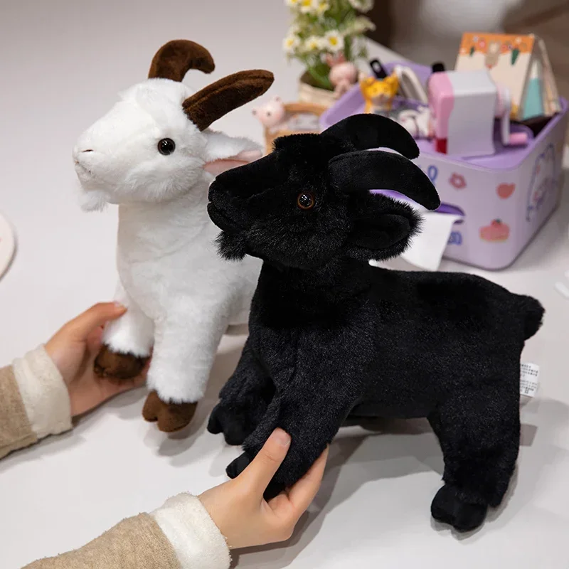 30/40CM Simulation Goat Plush Toys Reallife White & Black Sheep Dolls Stuffed Soft Animal Toy Birthday Gift Home Decor