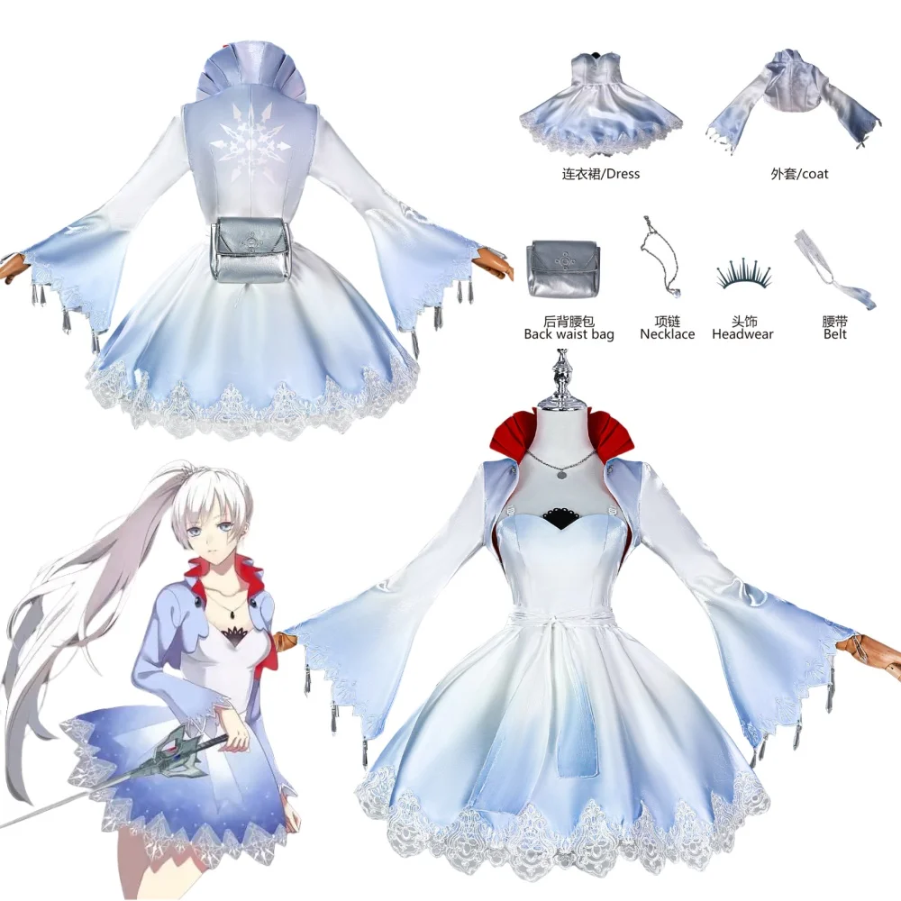

Weiss Schnee Cosplay Anime Ice queen Costume Wig Woman for Christmas Halloween Party Uniform