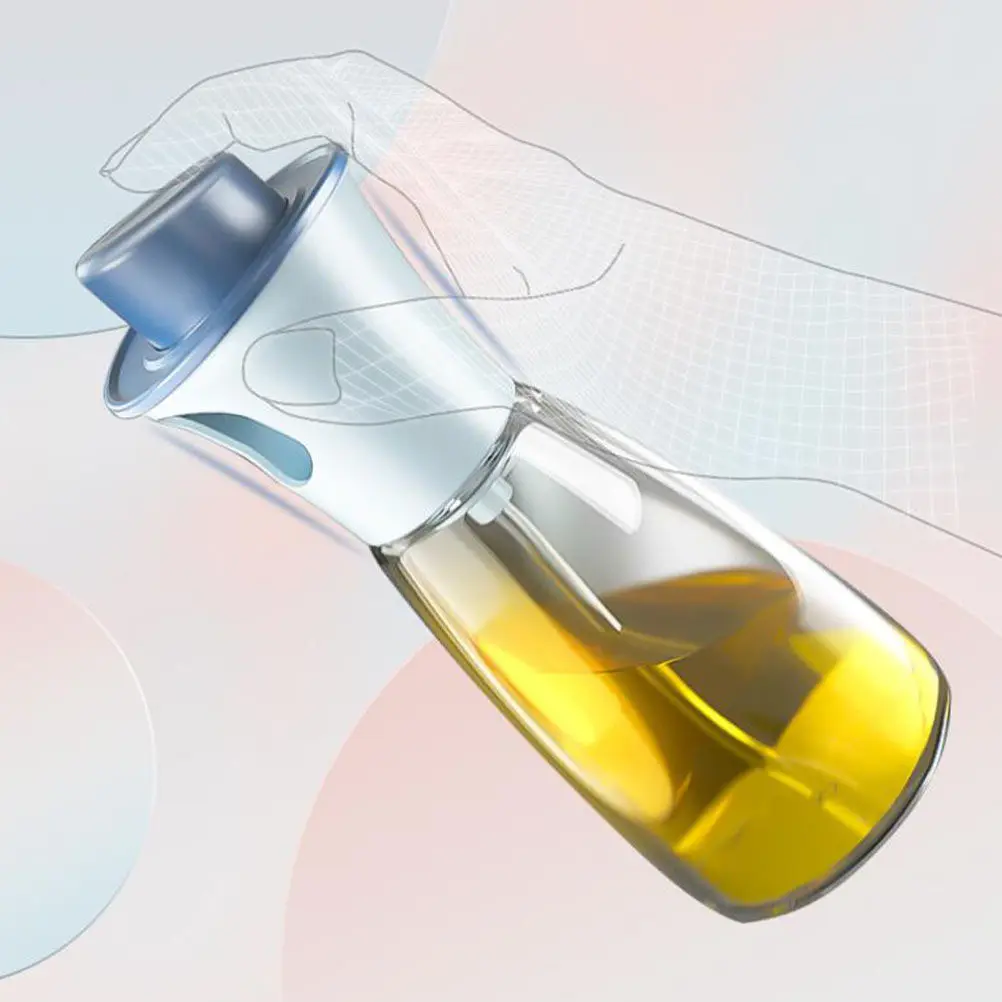 Botella pulverizadora de aceite de oliva, cuerpo de vidrio de calidad alimentaria con tapa de PP, dispensador de aceite portátil fácil de limpiar para el hogar, 1 ud.