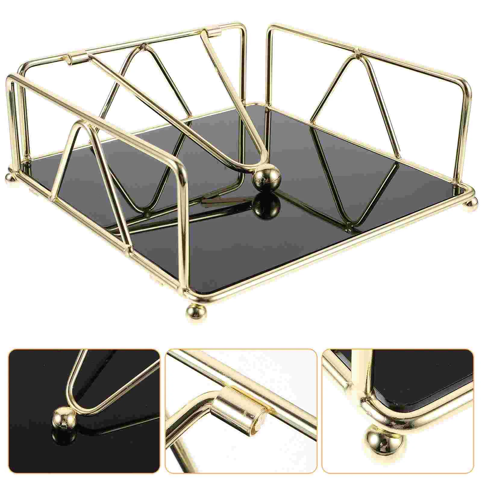 

Napkin Holder Iron Paper Towel Desktop Storage Box Cardboard Rack (gold) Vintage Standing Cocktail Style Golden Table Organizer