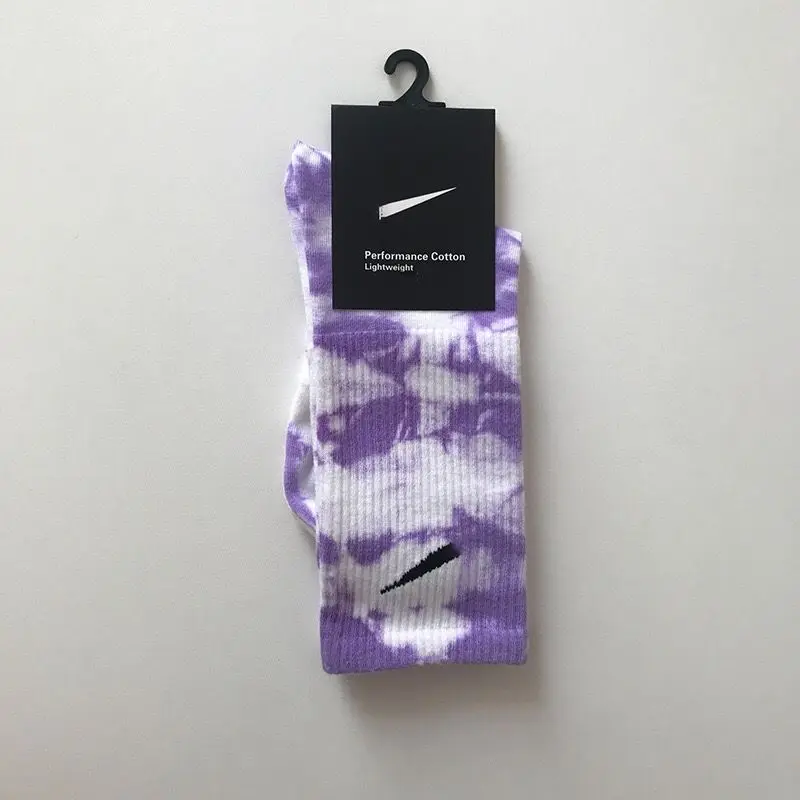 2pair New Spring Summer Tie-dye Socks Hip-hop Pure Color All Cotton Man And Woman Socks