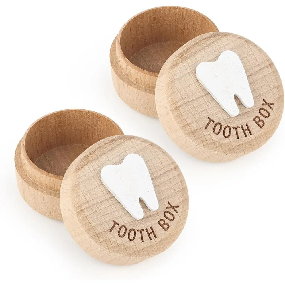 

2 Tooth Fairy Boxes, Wooden Tooth Fairy Souvenir Boxes, Children's Missing Teeth Storage Baby Tooth Storage Boxes