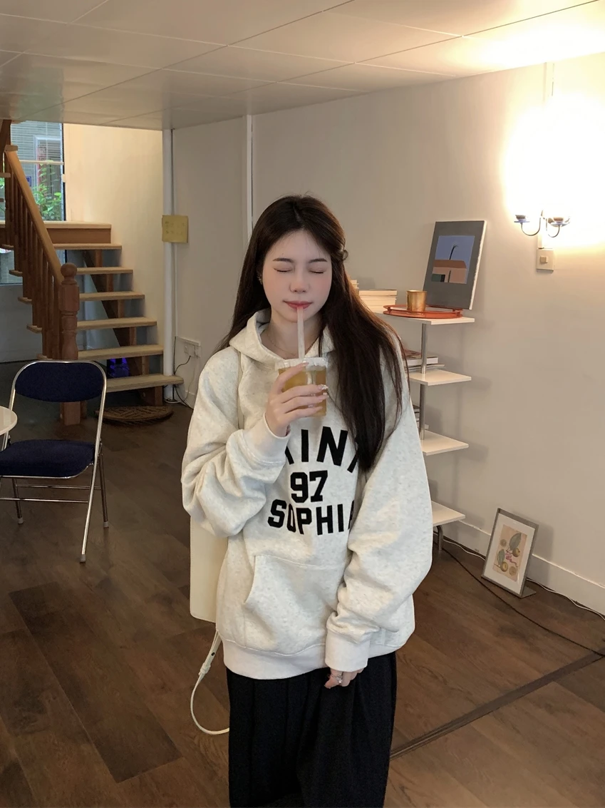 

Толстовка Boomlimit Airport с длинными рукавами, на флисовой подкладке, свободного кроя, для пар, повседневная, удобная, из смесового хлопка