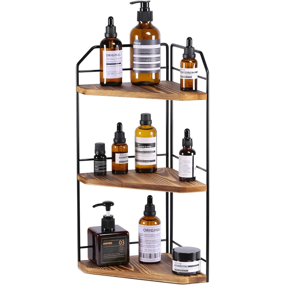 

Угловой органайзер для ванной комнаты - 3-х ярусная деревянная полка для туалетного столика, держатель для парфюмерной уходу за кожей, органайзер для угловой полки на столешнице