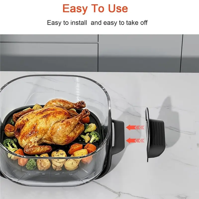 VEHO-Silicone Handle Cover For Ninja Crispi Glass Air Fryer,2 Pack Silicone Handle Cover Accessories For 4QT 2.5QT & 6Cup