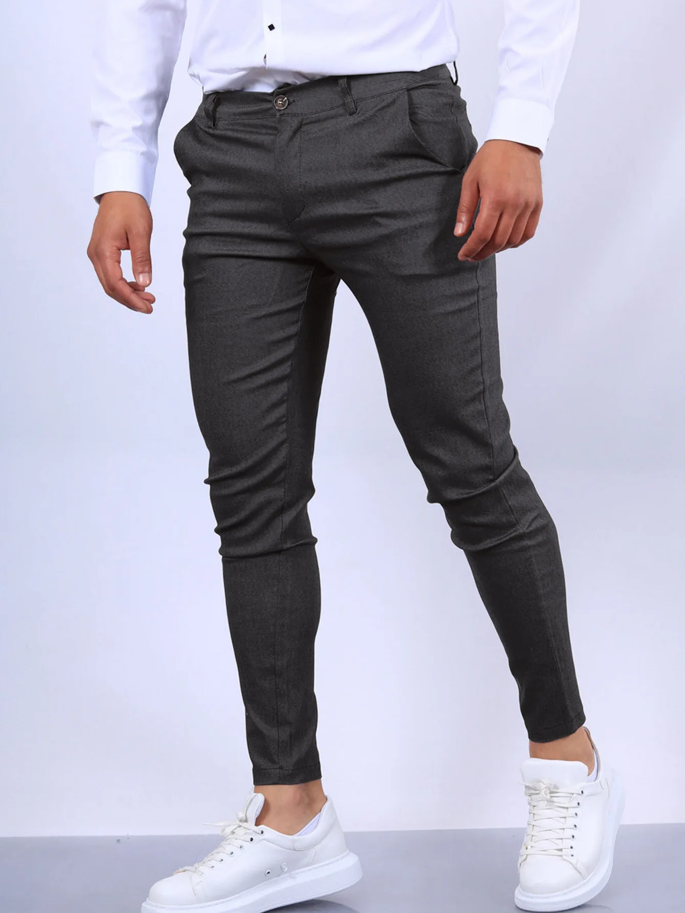 Calça Formal Casual confortável masculina, Monocromática, Europeia e Estados Unidos, Bezerro de vento, Moda, Quatro Estações