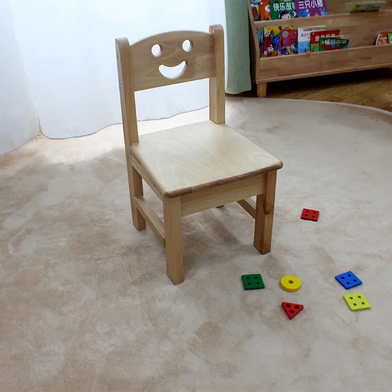 Silla de guardería para niños, taburete de aprendizaje y escritura, madera maciza, Educación Temprana, respaldo de bebé, silla pequeña