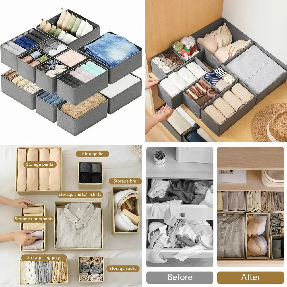 

Cabinet Underwear Organizer Drawer – Clothes Storage for Bras, Socks, Underpants, Scarves & Ties, Foldable Box