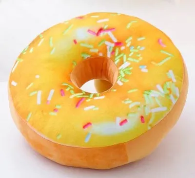 38cm 3D Donut Kussen Schattig Pluche Rond Taart Kussen Sofa Zitkussen Kantoor Napmat Beste Verjaardagscadeau voor Kinderen Huisdecoratie