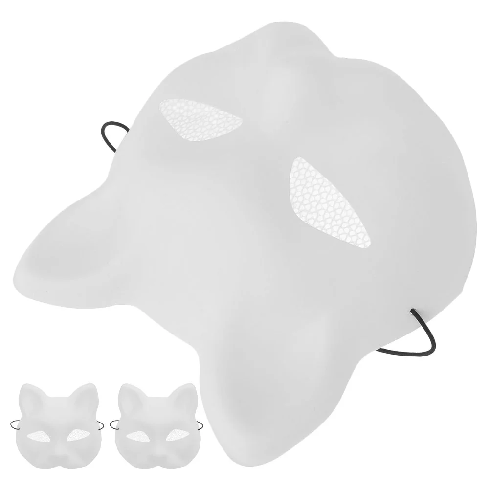 3pcs unPainted White Cat Mask with Matte Finish for DIY and Customization Cosplay Themed Blank Mask Unique Costume Supplies