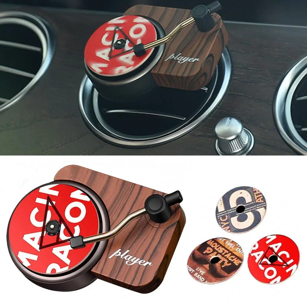 Retro Fresh Rotating Phonograph Car Air Fresher Aromatherapy Record Perfume