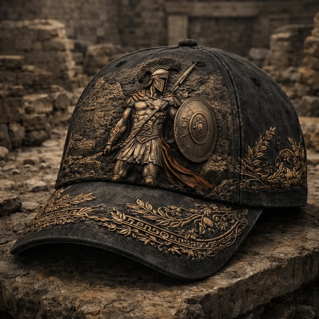 Custom [Spartan Baseball Cap] Men's Spartan Baseball Cap - Greek Roman Shield Design with Spartan Warrior Emblem, Historical