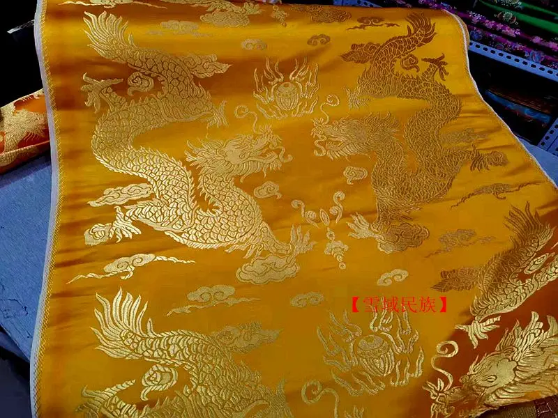 Tibetan Dragon Pattern Phoenix Satin Brocade Fabric