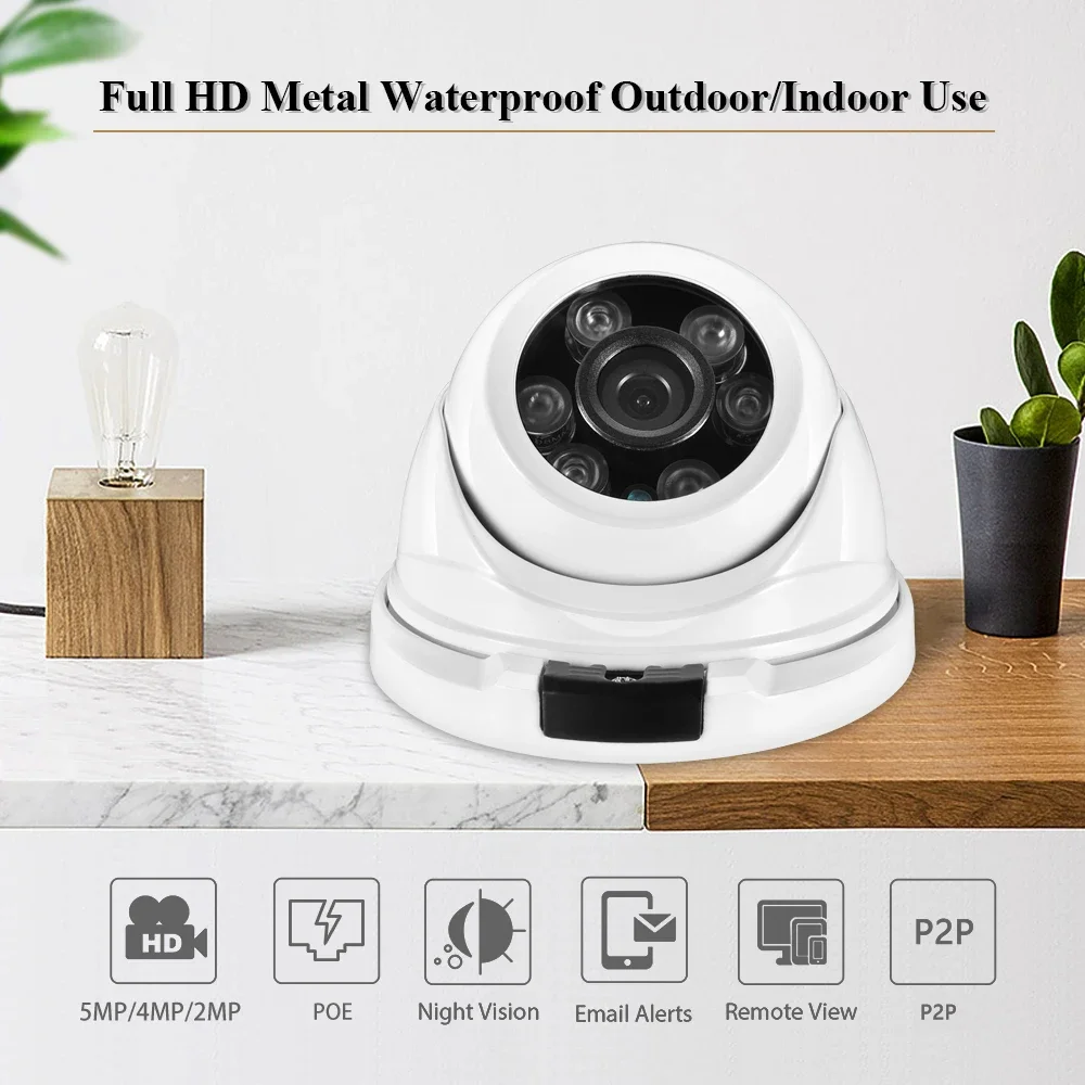 AZISHN AZ-IP335-02A 5MP سوني IMX335 2.8 مللي متر عدسة الأمن الصوت قبة كاميرا IP كشف الوجه مراقبة المعادن في الهواء الطلق 48 فولت POE