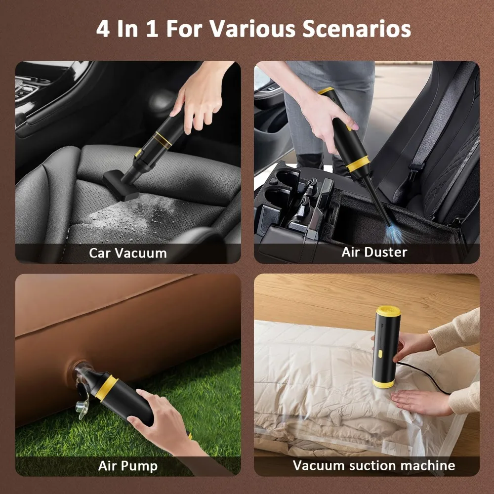 مكنسة كهربائية لاسلكية صغيرة 4 في 1 من كروس، شفط قوي 21 كيلو باسكال، مكنسة كهربائية محمولة للسيارة والمنزل، قابلة لإعادة الشحن من النوع C،