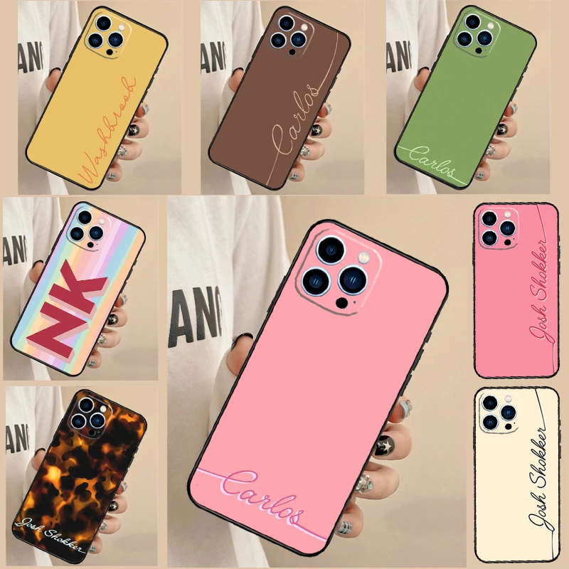 Personalized Monogram Name Phone Case For iPhone 16 15 11 13 12 14 Pro Max 13 Mini 7 8 14 Plus XS Max X XR Cover